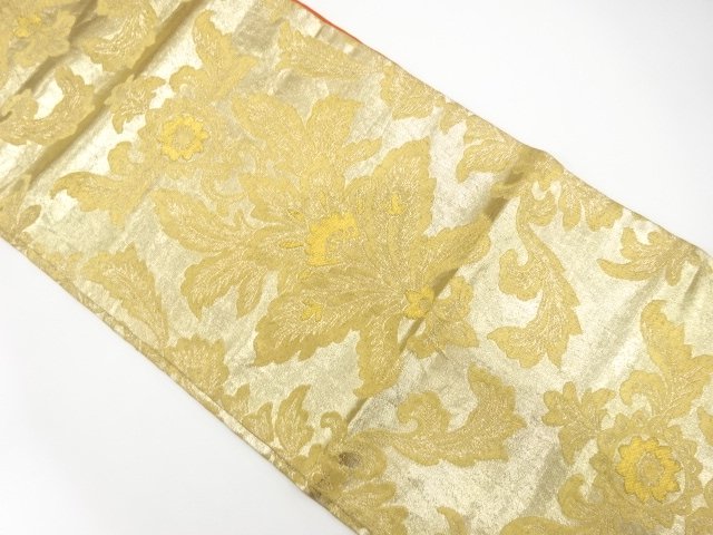 アンティーク　花更紗模様織り出し名古屋帯（着用可）